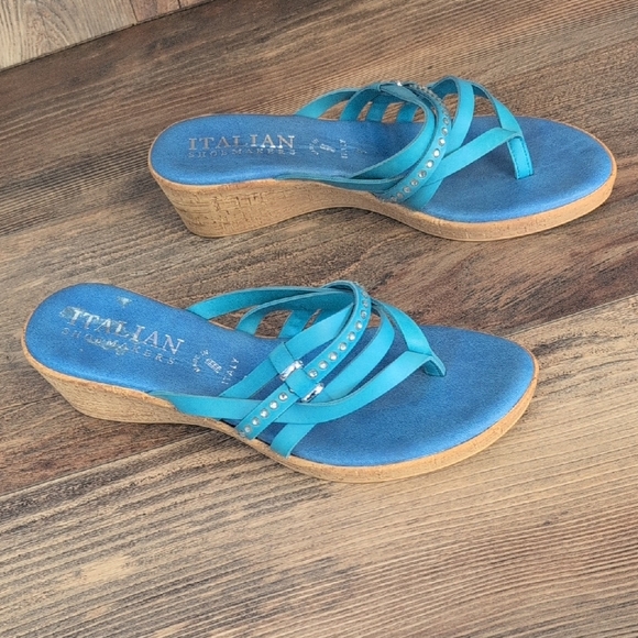 Italian Shoemakers Blue Studded Sandals 7 - Picture 2 of 8